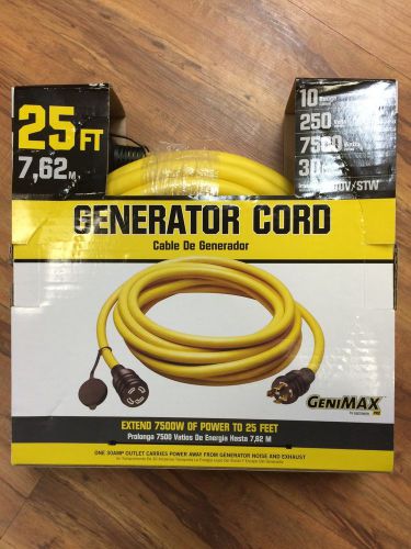 Generator Cord 25&#039; Genimax 30 Amps Power L14-30
