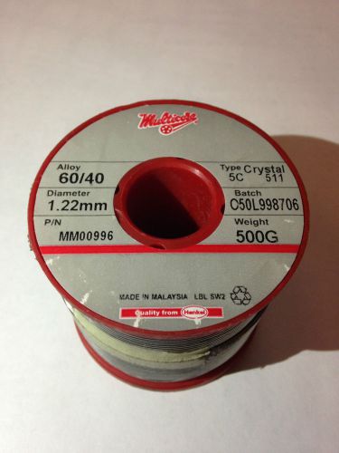 MULTICORE SOLDER WIRE, CRYSTAL 511 TYPE 5C, 1.22MM, 500G, 60/40 ALLOY