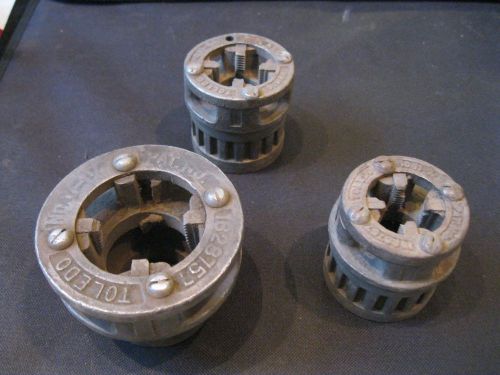 Lot of 3 toledo no. 11-1 1/4, 3/4  &amp; 1/2 pipe threading die heads (aa13) for sale