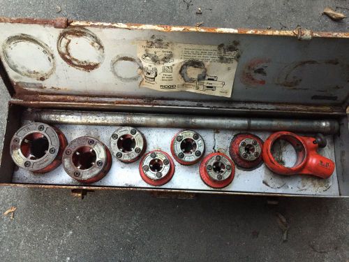 Ridgid pipe threader kit~ ratchet set of 7 dies from 1/8&#034; - 1 1/4&#034; &amp; tool box for sale