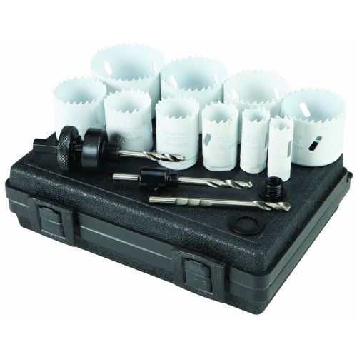 13 piece bi-metal hole saw set for cutting precise holes in plastic wood pvc etc for sale