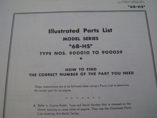 briggs and stratton parts list model series 6B-HS type no 9000010 to 900059