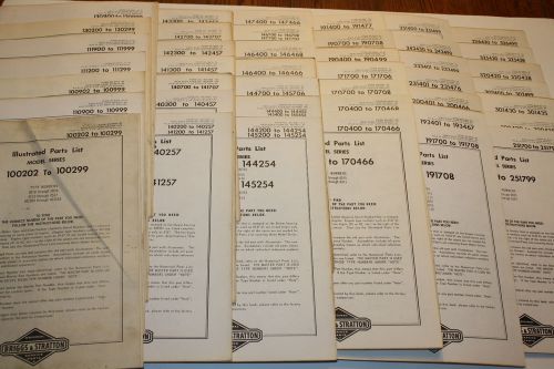 LOT OF 42 BRIGGS AND STRATTON ILLUSTRATED ENGINE PARTS LIST 100202 - 326499