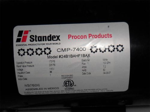 Standex cmp-7400 procon pump 24b1bahf1bax  175 psi 100 gph, 115v stainless new for sale