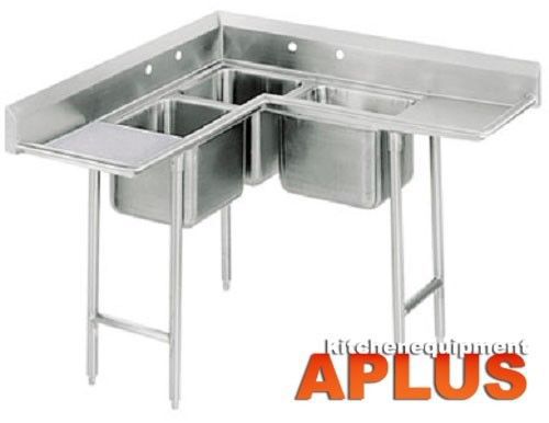 L&amp;j 46&#034;l 25&#034;w nsf three (3) compartment stainless steel corner sink cs4625 for sale