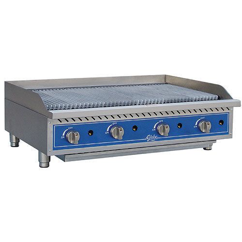 Globe 48&#034; Counter Top Gas Char Rock Charbroiler, GCB48G-RK, Grill, New, Food