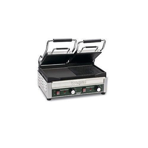 Waring Dual Panini Grill - Ribbed &amp; Flat Iron - Sandwich Maker - Kitchen Equip.