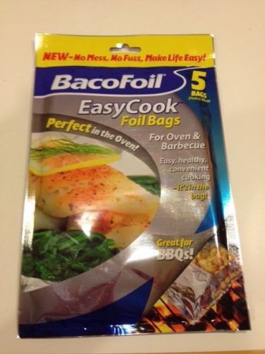 BakeFoil Easy Cook Foil Cooking Bags - 5 pack- NEW