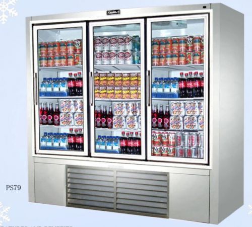 Brand new! leader ps79 - 79&#034; 3 glass door refrigerator soda case for sale