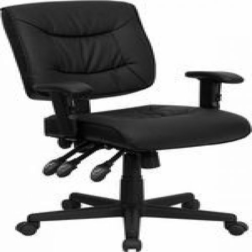 Flash Furniture GO-1574-BK-A-GG Mid-Back Black Leather Multi-Functional Task Cha