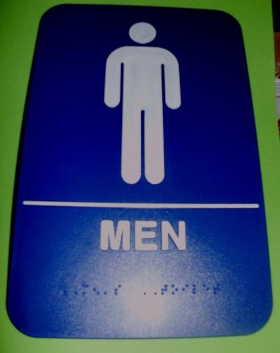 ADA RESTROOM SIGN MEN ONLY  BRAILLE BLUE PUBLIC ACCOMMODATION APPROVE