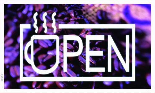 Ba537 open coffee cup lounge cafe new banner shop sign for sale