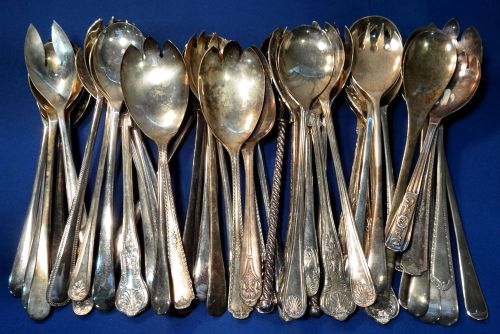 Vintage Silver Plated Silverware Flatware Craft Lot 51 Salad Srv Spoons &amp; Forks