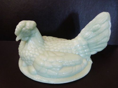LID ONLY Jadeite Glass Hen Chicken on Nest Basket Candy Butter Dish Rooster 9&#034;