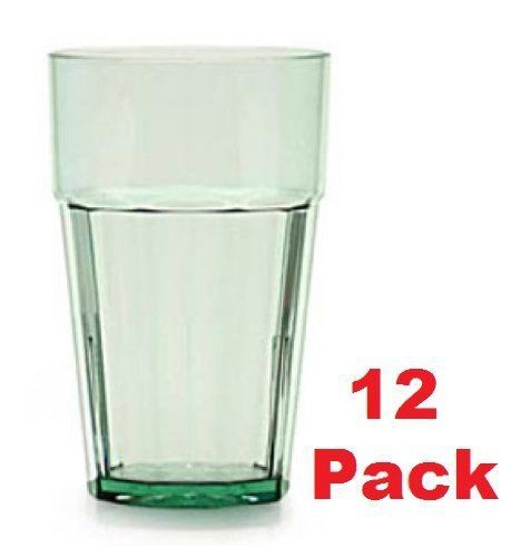 (12 Pack) 16 oz. Green Plastic Tumbler / Stackable Restaurant Beverage cup *Bre