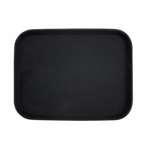 Winco tfg-1814k deluxe rectangular fiberglass non-slip tray, black 14&#034; x 18 for sale