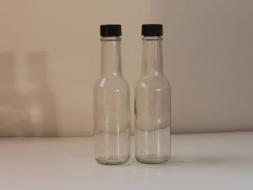2 x Hot Sauce Glass Dasher Bottle Clear, Empty, 5 oz