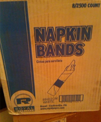 20,000 White Paper Napkin Bands/Straps By Royal. New-White-Model RNB20M