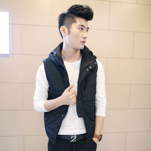 Simple solid color cotton hooded male fashion Slim cardigan jacket