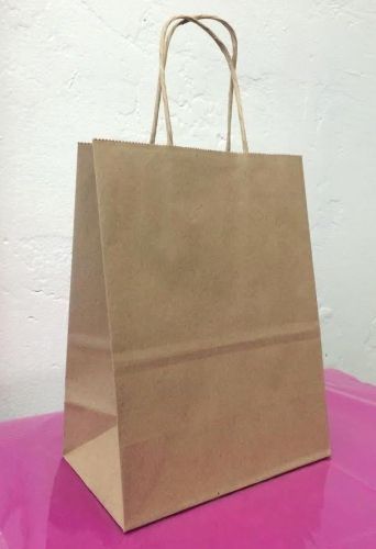 25 pcs Natural Paper Bags Merchandise Bags Gift Bags Retail Bags 8&#034;x 4.75&#034;x 10&#034;