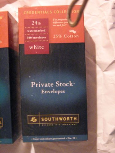 100 Southworth Private Stock  Envelopes, Business, 25% Cotton , White