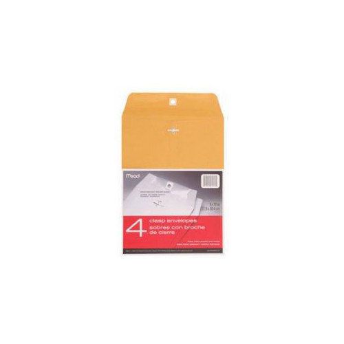 MEAD PAPER COMPANY 76012 9 x 12 Brown Kraft Envelopes with Clasp - 4-Pack
