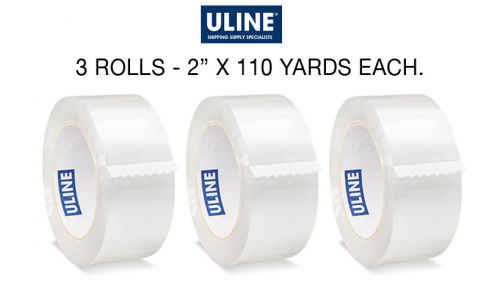 3 ROLLS Uline Clear Shipping Packing Tape 2&#034; by 110 Yards 1.8 Mil Moving Boxes