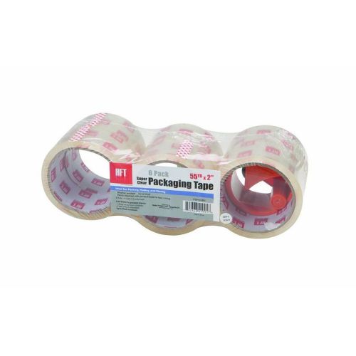 NEW 6 PACK SUPER CLEAR PACKAGING TAPE 55 YD X 2&#039;  PACKING ,MAILING MOVING