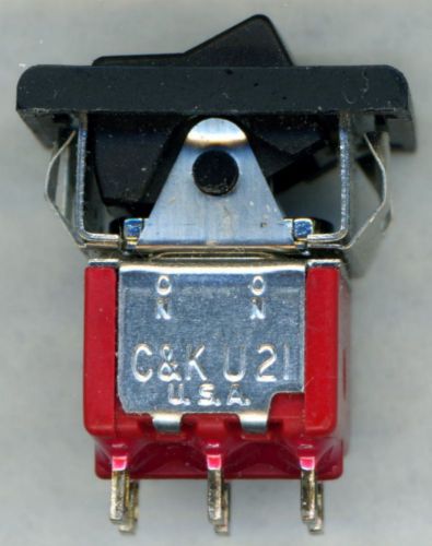 C&amp;K Snap-in Rocker Toggle Switch. DPDT 2 position. 6 lugs. 2a 250vac; 5a 120vac