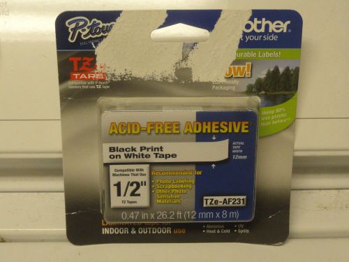Brother P-Touch TZe-AF231 Black Print on White Tape 1/2&#034; x 26&#039;