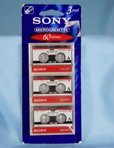 SONY 3 PACK MICROCASSETTE TAPES BLANK NIP 60 MINUTES RECORDING TIME MC-60