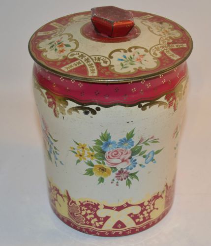 Vintage George W Horner Tin Box Round Flowers