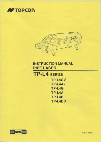 New Topcon Instruction Manual for TP-L4 Series Pipe Lasers