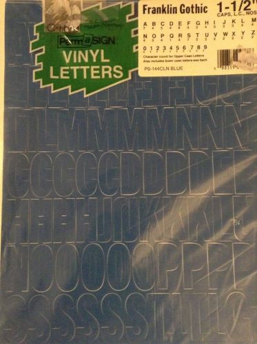 Vinyl Lettering Self-Adhesive 1 1/2&#034; Blue Franklin Gothic Caps &amp; Nos.