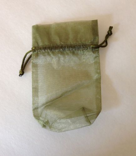 20 Green Organza Drawstring Silk Pouch Bags 5.5 x 3.5