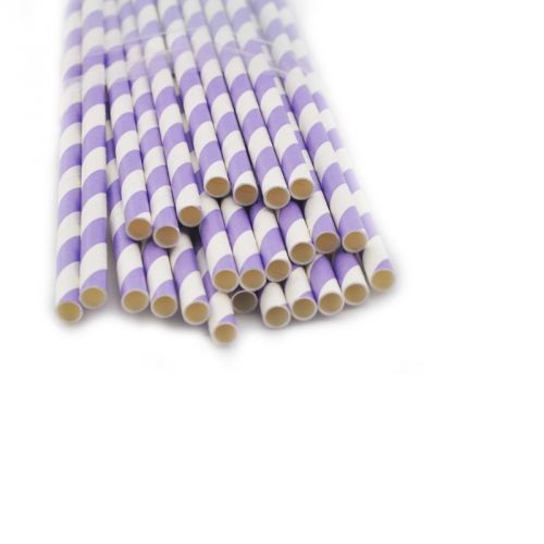 Ca 25 x striped paper drinking straws-rainbow purple stripe  on sales for sale