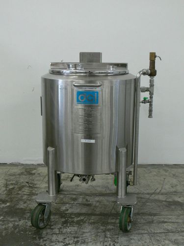 Dci 100 liter jacketed kettle 316 stainless steel w/ bottom drain, ports &amp; cover for sale