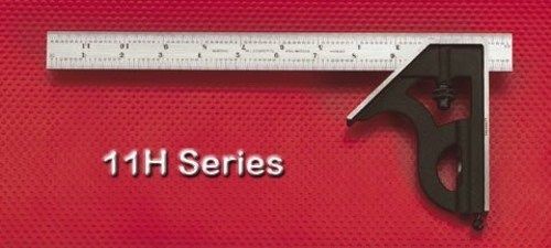 Starrett 11H-4-4R Combination Square with Cast Iron Head and Black Wrinkle Fi...
