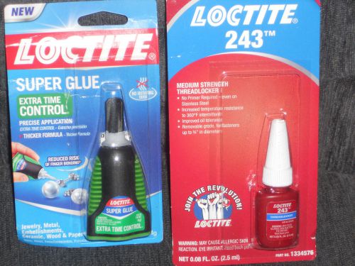 Loctite LOt .14 oz Bottle Super Glue Extra Time Control &amp; Loctite 243 Threadlock