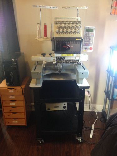 Toyota 860ad embroidery machine on rolling stand plus accessories for sale