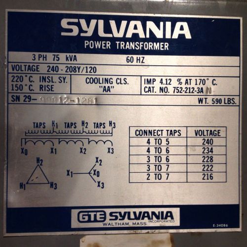 Sylvania 3 Phase Transformer