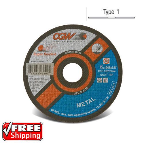 25 pack - 6&#034; x .045&#034; x 7/8&#034; a/o cut off disc cgw - camel grinding wheels 45106 for sale