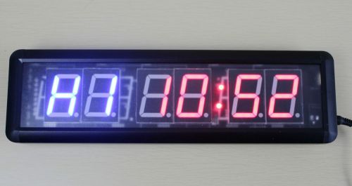 Large big 6-digits interval training timer wall clock w/remote fitness 1.8&#039;&#039; for sale