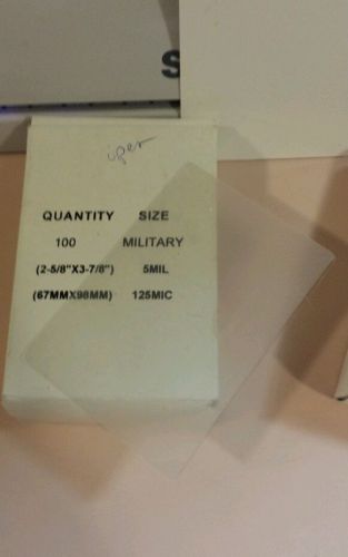 100- New In The Box 2-5/8&#034; x 3-7/8&#034; 5 Mill Military Laminate Sheets.