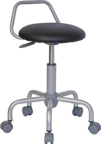 Ergonomic Stool Height Adjustable Black Pneumatic Vinyl Seat Office Workshop