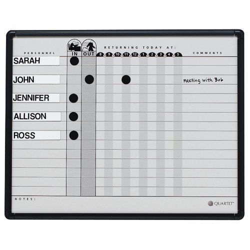 Quartet Gray  Magnetic In/Out Personnel Board System, 36 Names 2x3