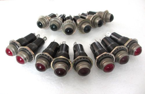 14 Dialco Indicator Light Assemblies w/ Glass Jewels, 75 W 125 V; 10 NOS, 4 Used
