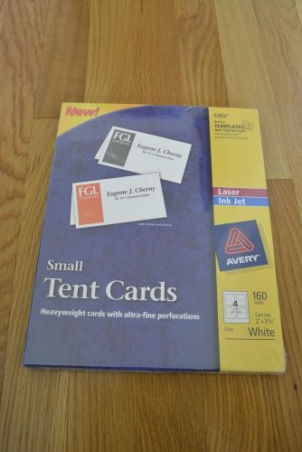 Avery 5302 Laser/Inkjet Small Tent Cards, Perforated, 2&#034;x3-1/2&#034;, 160/BX, White
