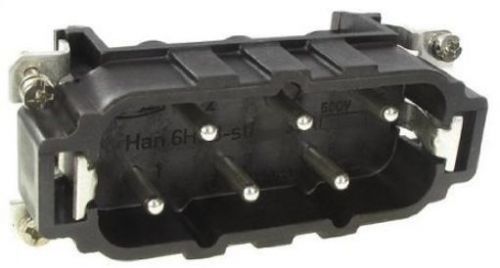 Harting han6hsb-sti rytron connector 6 pin male insert new for sale