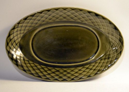 Gold Maidel Enoch Wedgwood Tunstall LTD England Oval Green Plate Dish Bowl